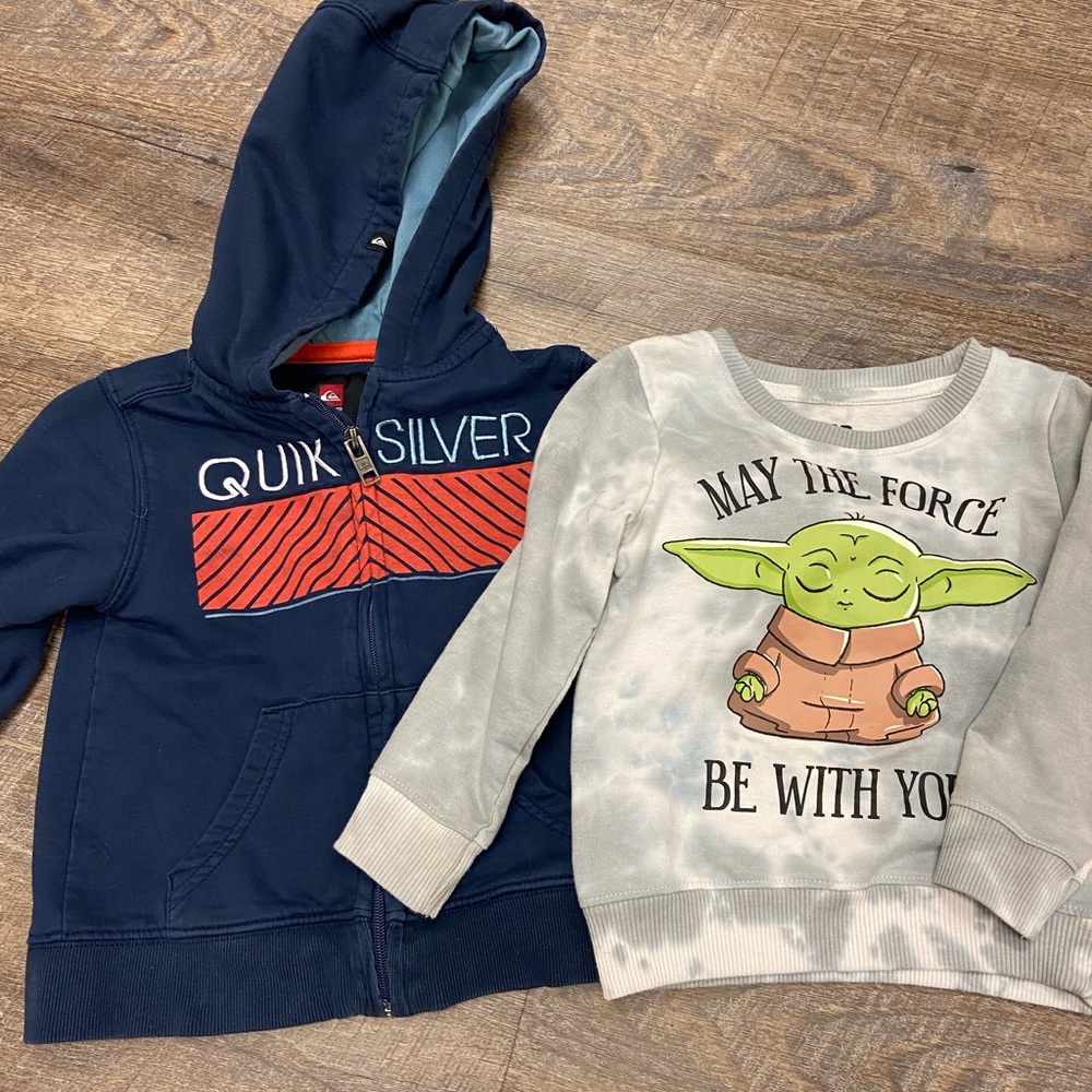 Quiksilver Blue zip jacket and Star Wars Gray Sweatshirt bundle